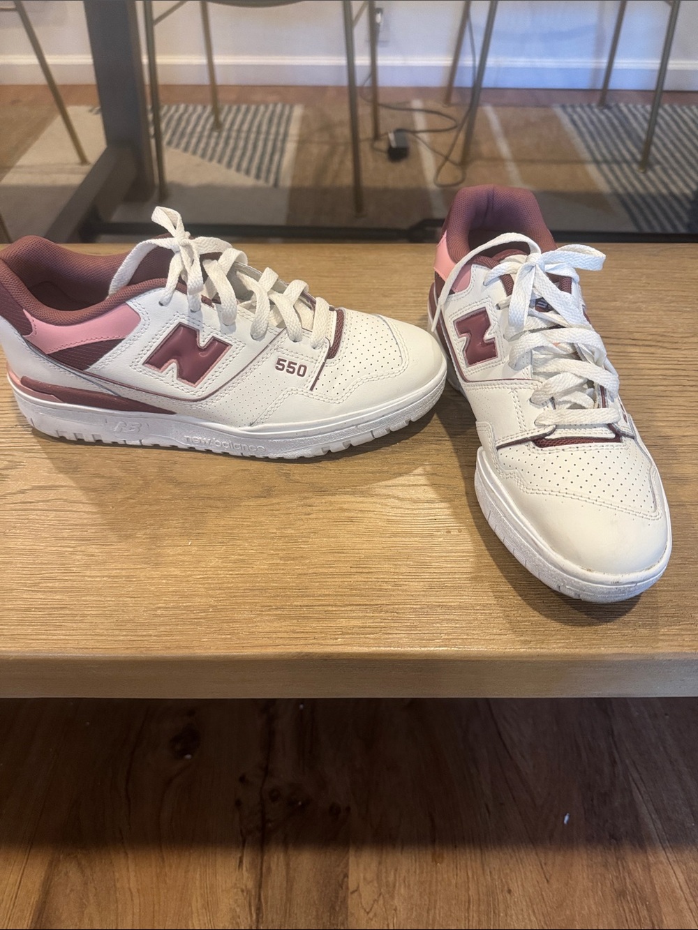 New Balance Women's White Sneakers with Pink Accents